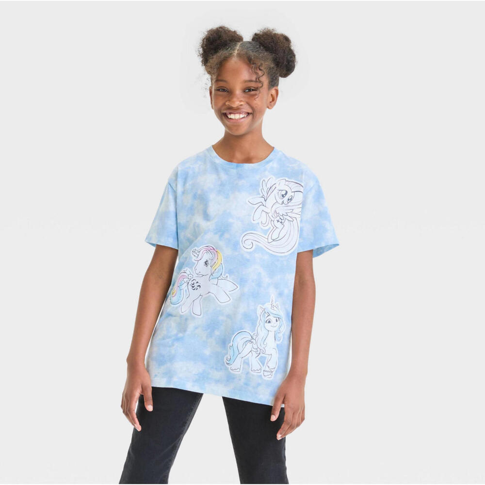 Girls Blue Tie-Dye T-Shirt My Little Pony Girls (Large 10/12)